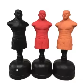 Boxing dummy with adjustable height and weighted base for stable training